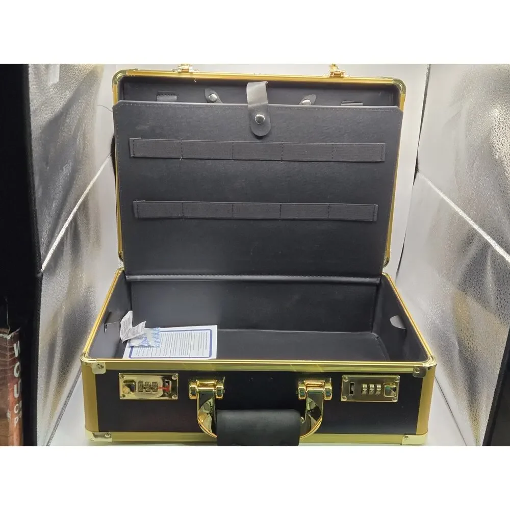 Professional Barber Tool Carrying Case Organizer w/ Locks – Black/Gold